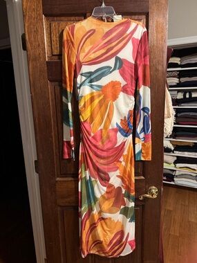 FARM Rio Multicolor Floral Maxi Dress - White, Orange, Pink, Green, Blue